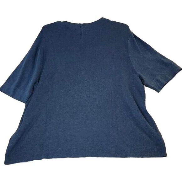 Talbots Sweater Women 3X Blue Lightweight Short Sleeve Cotton Modal Zipper NWT - Picture 2 of 7